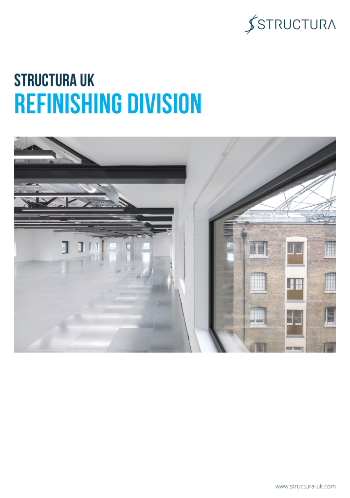 Cover page for the Structura UK brochure on Façade Refinishing Services.